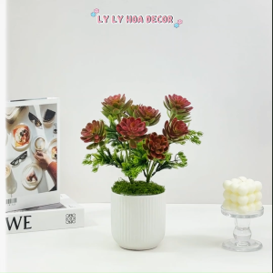 Cành Sen Đá 5 Nhánh 5 Bông Trang Trí Nhà Cửa Hàng Văn Phòng Sự Kiện. Hoa Lụa Decor