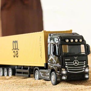 1:50 Trucks Models Cars Toys with Light Music Miniature Container Truck Rubber Tires Vehicles Kids Childrens Day Gifts