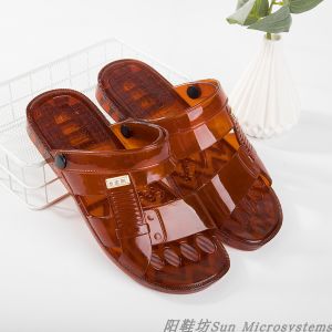 New 2023 Mens Bull Tendon Slip-On Slippers Beach Casual Wear-Resistant Anti-Slip Home Kitchen Dual-Purpose Clogs Sandals
