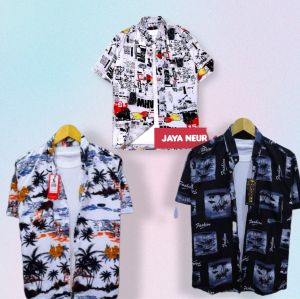 kemeja pantai motif terbaru paket 3pcs