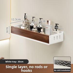 evesigar | Walnut Wood Vintage Bathroom Shelf No-Drilling Installation