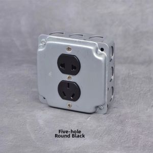 Retro American Style Switch Panel Flush Mount Box Industrial Single Pole Double Throw Lever Switch Five Hole Outlet Socket