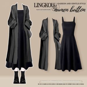 NUMEN BUTTON | Large Size Autumn Style Unique Sweater and Dress Set