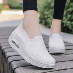 Original Slip On White Close Nursing Shoes For Women Breathable Rubber Wedge Leisure Shoes Comfortable Jogger Sneakers
