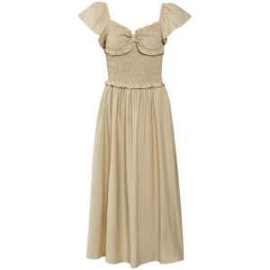 TAMMY TANGS | Acetate Blend Summer Dress Womens High Waist Gathered Sleeveless Midi Dress Fashionable City Commute Work Date Party Dress