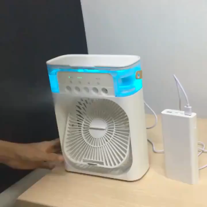 WakayaHome | Five-Hole Spray Humidification Fan – USB Mini Air Cooler Fan with Humidifier & LED Light