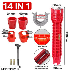 KEBETEME 14 In 1 Faucet Sink Wrenches Multifunction Sink Faucet Key Plumbing Pipe Wrench Anti-slip Kitchen Repair Plumbing Tool Bathroom Wrenches Sets