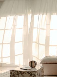 Korean Lace Curtain Solid Color White Ring Sheer Curtain for Living Room Bedroom Kitchen Door Window 140WX160L/220L/255L