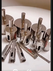 Set mata bor kaca gergaji lubang baja kecepatan tinggi untuk kaca keramik granit marmer porselen batu keramik bulat dan mata bor kaca marmer SET 10 / 15 PCS 8mm-50mm