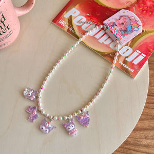 Sanrio Cute Cartoon Resin Childrens Necklace Colored Bead Girls Chain Accessories