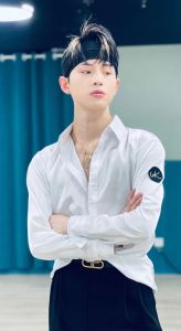 Mens Latin Dance Shirt Satin Long Sleeve Competition Performance Practice Clothes Shiny Suit for Rumba And Cha Cha Dance