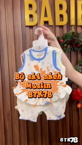 BỘ HÈ BÉ GÁI BABIBOO  CHẤT  MUSLIN MỀM MÁT THOÁNG KHÍ BTK078