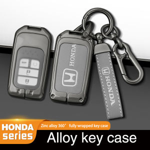 Smart Car Key Fob Case Cover Shell Keychain For Honda BRV CRV Civic Jazz Shuttle City GN RS Accord HRV Vezel Odyssey Freed Remote Zinc Alloy Genuine Leather Holder Protector Chain