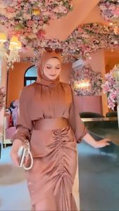 Dress Serut Satin Gamis: Baju Kondangan Bridesmaid Wanita Satin Silk