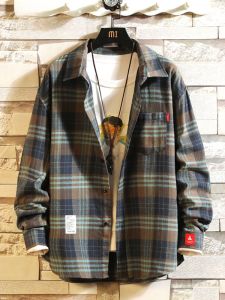 ROMON | Romon Mens Long Sleeve Shirt Casual Checkered Workwear Coat Spring Autumn New Style Polyester Cotton Blend Non-ironed