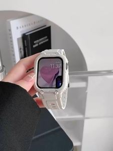 Case Strap for Apple Watch Ultra 49mm 45mm 44mm 41mm 40mm Silicone Band for Iwatch Series 8 7 6 Se 5 4 Protective Cover Bracelet