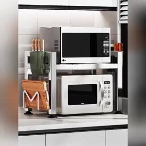 BM ชั้นวางไมโครเวฟ 304สแตนเลส ชั้นวางอเนกประสงค์ ชั้นวางของ ชั้นวางในห้องครัว ท่อเหล็กหนา รับน้ำหนักได้ดี ชั้นวางของในครัว