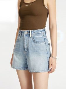 กางเกงขาสั้นยีนส์ขาดไซส์ใหญ่สำหรับผู้หญิงในช่วงฤดูร้อน กางเกงขายาวทรงตรงเอวสูงหลวมๆ กระชับสัดส่วนสำหรับคนหนัก