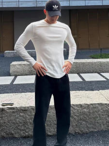 Áo Thun Nam Tay Dài Ôm Vừa Vặn Nhanh Khô Phong Cách Mỹ Mùa Xuân Thu Cổ Tròn Họa Tiết Cơ Bắp