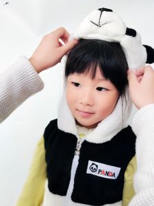 Thickened Plush Panda Bear Vest Childrens Autumn Winter Clothes Parent-Child Matching Outfits Souvenir Gift from Chengdu