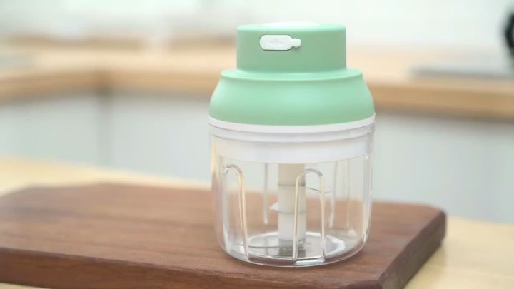 ElectricFood Chopper,250ML Portable Garlic Chopper with USB Charging Function,Food Slicer for Onion Vegetables Chili Ginger Meat Nuts Fruits Salad (Green)