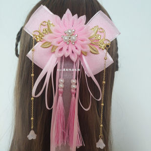 Girls Hanfu Hair Accessories Large Butterfly Knot Tailored Headband Long Drifting Band Performance Hairpin Ethnic Style Childrens Clothing