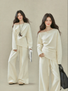 OUYANGXI | Áo và Quần Knit Mới Mùa Thu Cho Người Lười