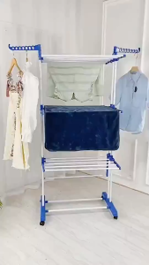 Foldable Drying Rack With Wheels /Multifunctional Clothes Hanger /3 Layers Drying Rack Clothes/Balcony Drying Rack