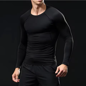 ผู้ชายออกกําลังกาย Quick-DRY เสื้อคอเต่าแขนยาว Rash GUARD GYM BASE Layer กีฬาเสื้อกล้ามเกียร์เสื้อกีฬา