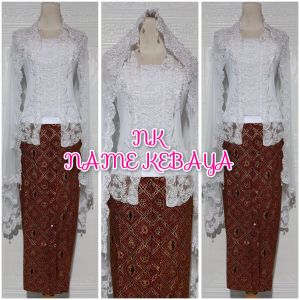 set kebaya akad nikah kebaya kutubaru + rok sido dan slendang mutiara