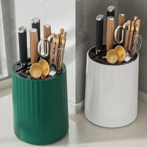 ออแกไนเซอร์แร็คระบายน้ำมีดแบบหมุนได้ ° 360เก็บมีดช้อนส้อมตะเกียบอเนกประสงค์ที่เก็บเครื่องใช้สำหรับโต๊ะอาหารที่ใช้ในครัวในครัวเรือนอุปกรณ์ครัว