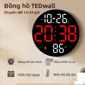 Đồng Hồ Treo Tường LED Kỹ Thuật Số Có Điều Khiển Từ Xa Hiển Thị Ngày & Tuần Độ Sáng Có Thể Điều Chỉnh Cho Phòng Ngủ Phòng Khách