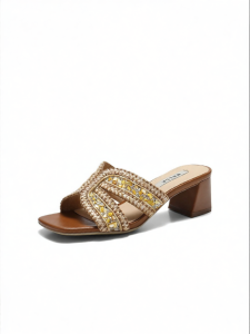 Belle | Celebrity Style Coconut Breeze Woven Slip On Flip Flops High Heel