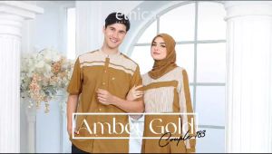 BAJU SARIMBIT KELUARGA ETHICA ELFA COUPLE 183 AMBER GOLD / BAJU SARIMBIT COUPLE KELUARGA ETHICA AYUMI 417 & KAHFI 308 AMBER GOLD