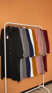 Maula Tunik Wanita Dewasa Crinkle Lengan Balon Model Terbaru Polos Murah Viral