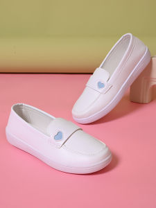 รองเท้าพยาบาลแบบสวมสบาย พื้นแบน ระบายอากาศได้ดี สีขาว รองเท้าทำงานฤดูร้อน รองเท้าผู้หญิง รองเท้าเสริมสวย รองเท้าทำงานกันลื่น