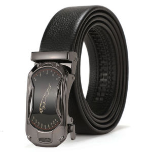 Business Leisure Alloy Automatic Buckle PU Leather Belt for Mens Jeans Fashion High Quality Waist Male Strap Belts Black 2023