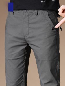 ROMON | Lormen Mens Casual Thickened Elastic Warm Business Pants Spring Autumn New Style Slim Straight Fashion City Cotton Nylon Spandex