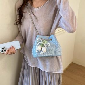 Single Shoulder Crossbody New Diamond Studded Bucket Bag Fashionable Sweet