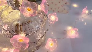 1PC 2M20LED Cherry Blossom Fairy Light Battery Operated Sparkling Pink Flower Lighting For Bedroom Decoration