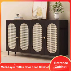 Black Shoe Cabinet Multi-Layer Storage Cabinet Entrance Cabinet Large Capacity Side Cabinet