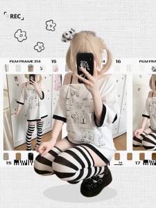 Áo Thun Nữ Nhật Bản Y2K Dễ Thương Lệch Vai Màu Trắng Tay Ngắn Mùa Hè Harajuku In Hình Hoạt Hình Tee Sweet Subculture Junior