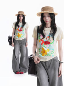 zuocisankon | Áo Thun Regular Fit Graffiti Retro