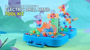 211pcs Children Electric Drill Building Blocks Toy Set Screw Puzzle Kids Early Educational Toys Kids Tool Playset