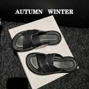 French Style Retro Debutante Style Black Platform Slippers Female 2024 New Arrival Summer Outwear Fashion Casual Roman Sandals