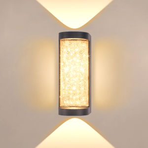 Modern Outdoor Wall Lamp Crystal LED Bedside Lighting Porch Light Waterproof Wall Sconce for Doorway Garden Patio Decoratio