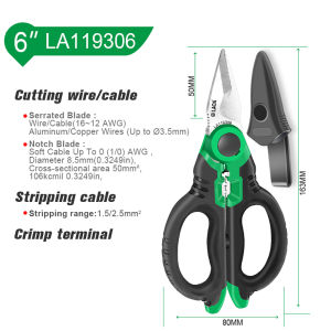 LAOA | LAOA 6" Electrician Pliers Wire Stripper Cutter Crimper CR-V Steel 3-in-1 Multi-Function Hand Tool 163mm
