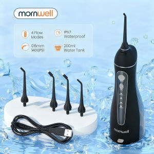 Cordless Water Flosser Teeth Cleaner 200ML Portable and Rechargeable Oral Irrigator IPX7 Waterproof 3-Mode Water Flossing