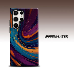 orange purple cosmic swirl For Samsung Galaxy S26 S25 S24 A56 A36 Dual Layer Luxury Fashion Full Lens Protective Case