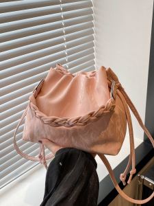 Trendy Bucket Bag Womens Crossbody Shoulder Handbag Spring 2024 Versatile Fashionable Single Strap Soft PU Leather Bag